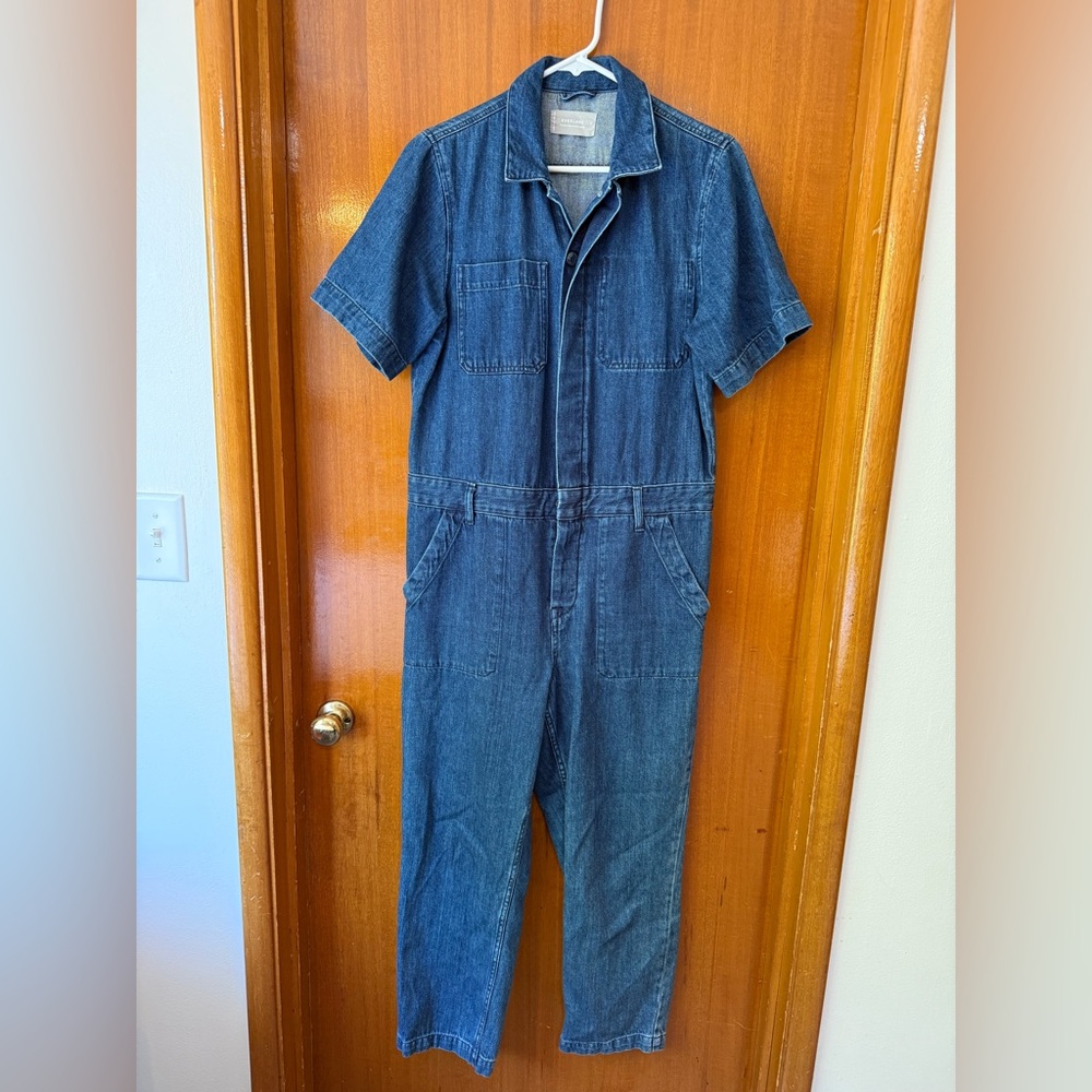 Everlane Button Up Blue Sort Sleeved Lightweight Denim Coverall Size 10